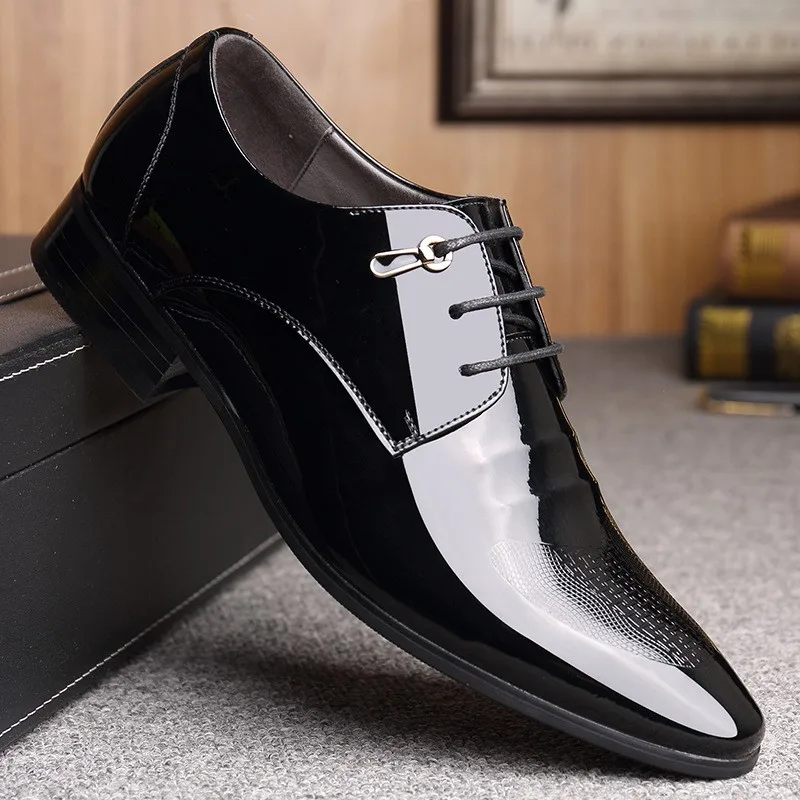 

Patent Leather Wedding Shoes Men Formal Coiffeur Elevator Shoes For Men Italian Luxury Brand Men Official Shoes Chaussure Homme