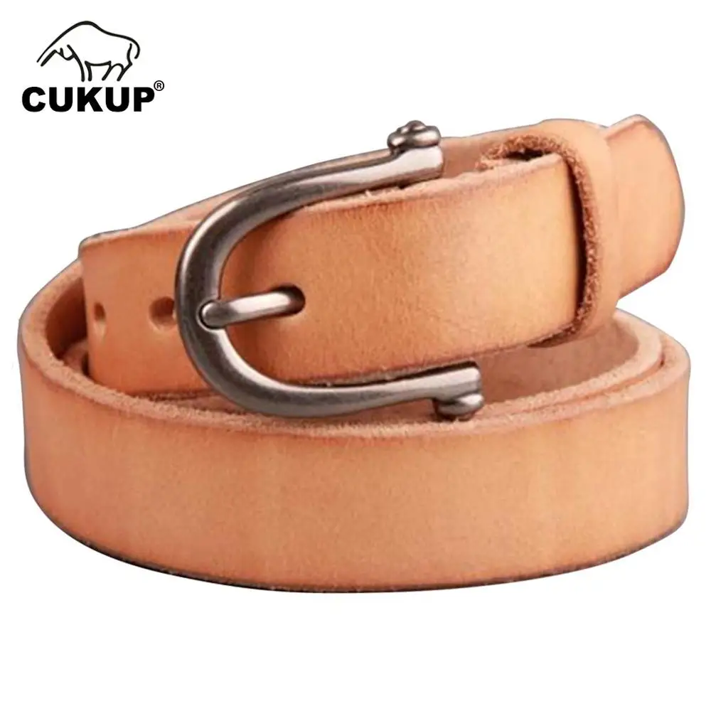CUKUP Top Quality Smooth Solid Cow Skin Leather Belts for Lady Alloy Pin Buckle Metal Belt Retro Styles Accessories 2.8cm NCK463