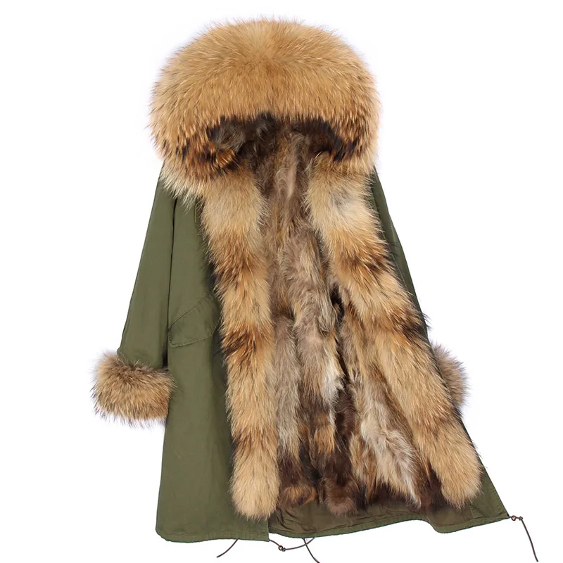 

Factory direct sales 2022 fashion winter new Natural raccoon fur liner section big raccoon fur collar casual jacket X-Long women