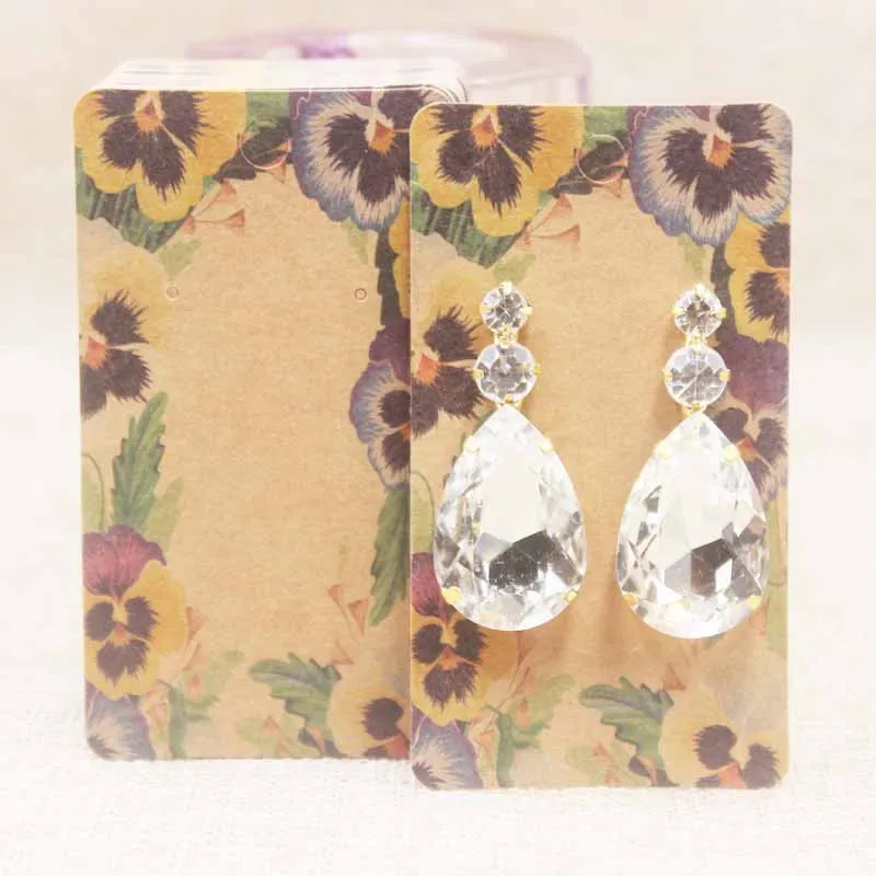 card same as pic 50 шт./лот бумажные ювелирные изделия падение упаковка для серег карты мульти цветок дизайнерские серьги пакет карты белый/Крафт DIy спасибо серьги карта - Цвет: card same as pic