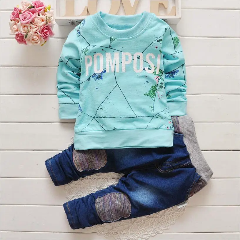 2019 fashion spring and autumn models Korean children's wear knitted jeans suit boys pants |