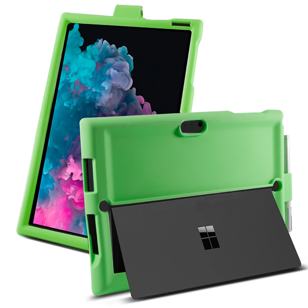 Чехол для планшета microsoft Surface Pro 3 4 5 6, силиконовый плоский чехол, противоскользящий противоударный рукав+ ручка, Накладка для подставки