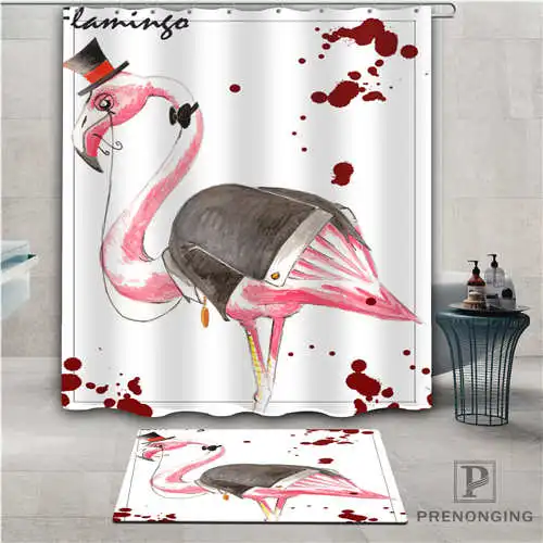Custom flamingos (1) Waterproof Shower Curtain Doormat Home Bath Bathroom Polyester Fabric Multi Sizes#2019-01-12-281 | Дом и сад