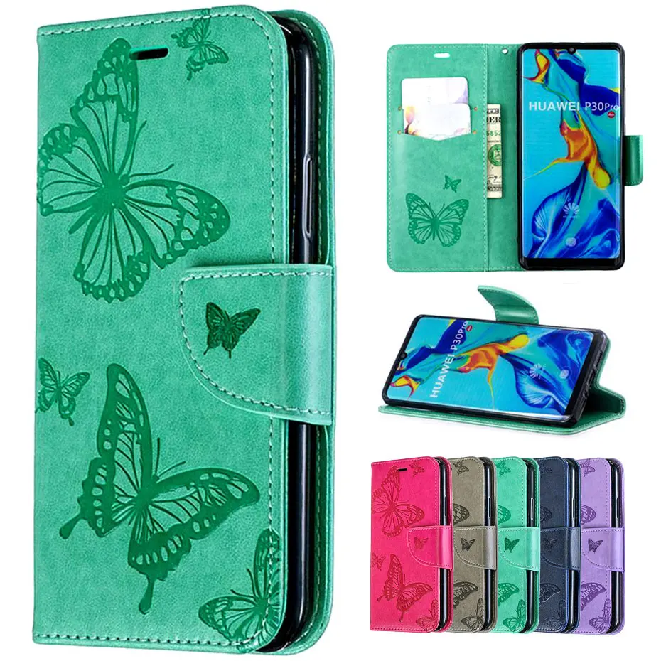 Кожаный флип чехол с 3D изображением бабочки для Huawei P30 P20 Mate 20 Pro Lite P SMART Y5 Y6 Y7 2019 Honor
