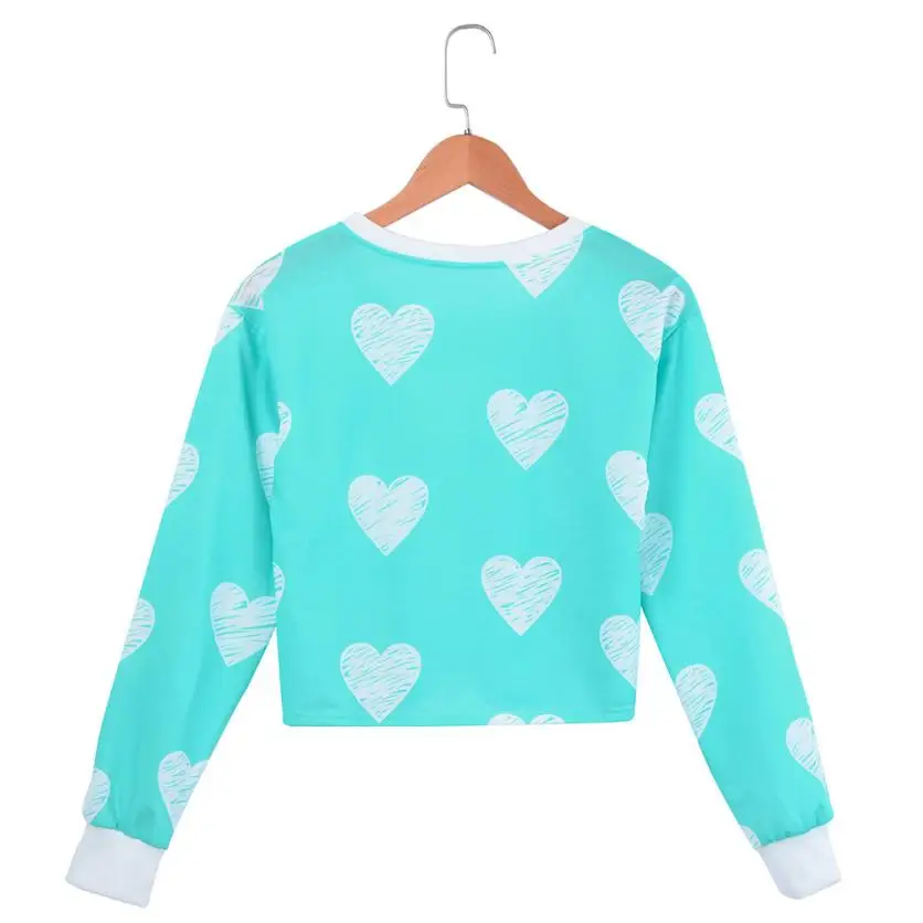 Женские толстовки с длинным рукавом принтом любящего сердца свитера круглым
