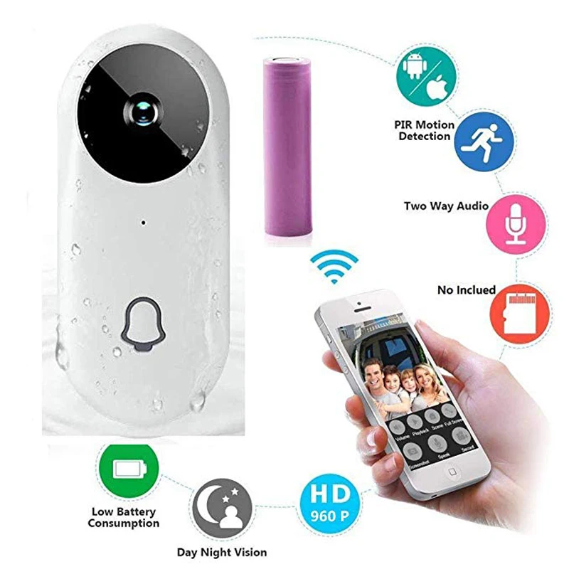 Wireless video doorbell full hd 1080P intercom home door camera mobile phone real-time smart monitoring | Безопасность и защита