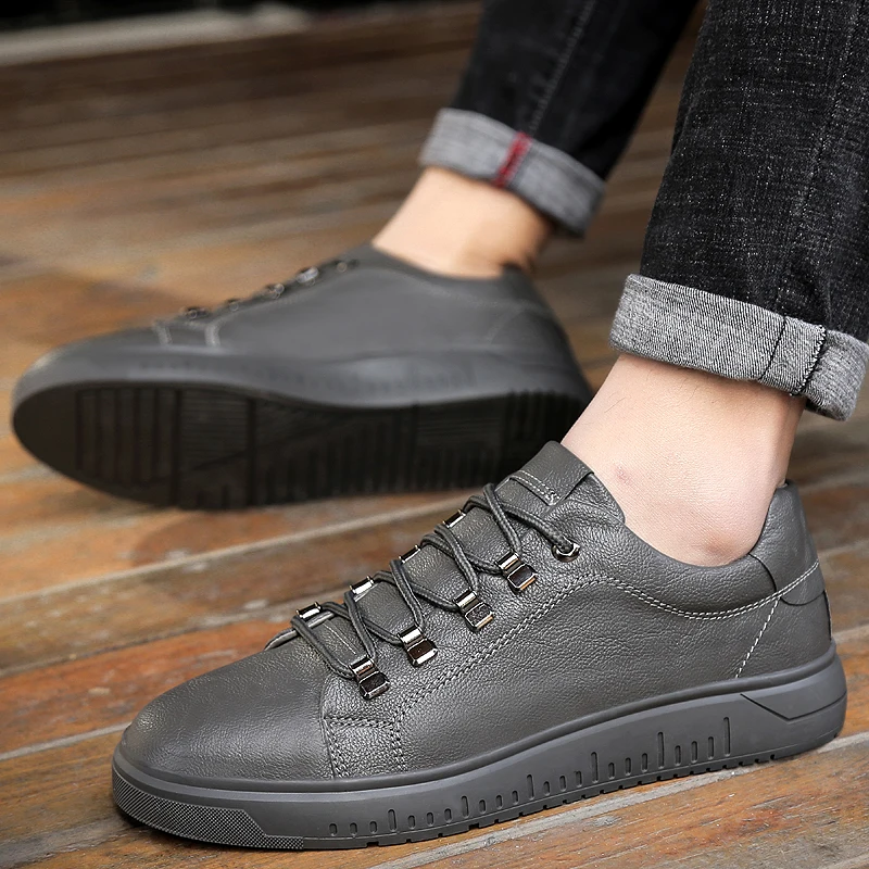Loveontop Mens sneakers Casual Shoes Male Flats White Color Leather shoes Fashion Popular Lace-UP comfortable | Обувь