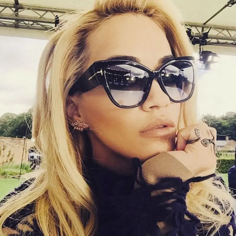96894 Luxury Brand Дизайнер Женщины Солнцезащитные Очки Негабаритных Ацетат Кошачий