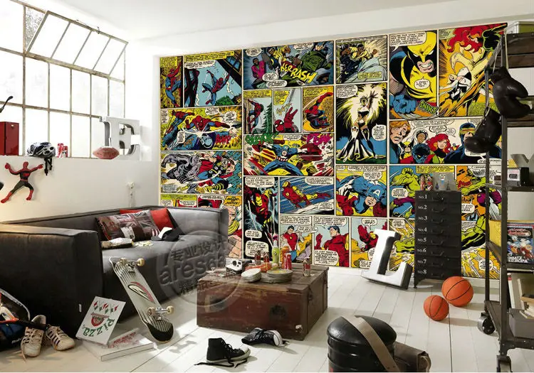 Marvel Comics обои на заказ 3D настенные фрески Капитан Америка фото обои дети мальчики спальня офис магазин Искусство Декор комнаты Халк
