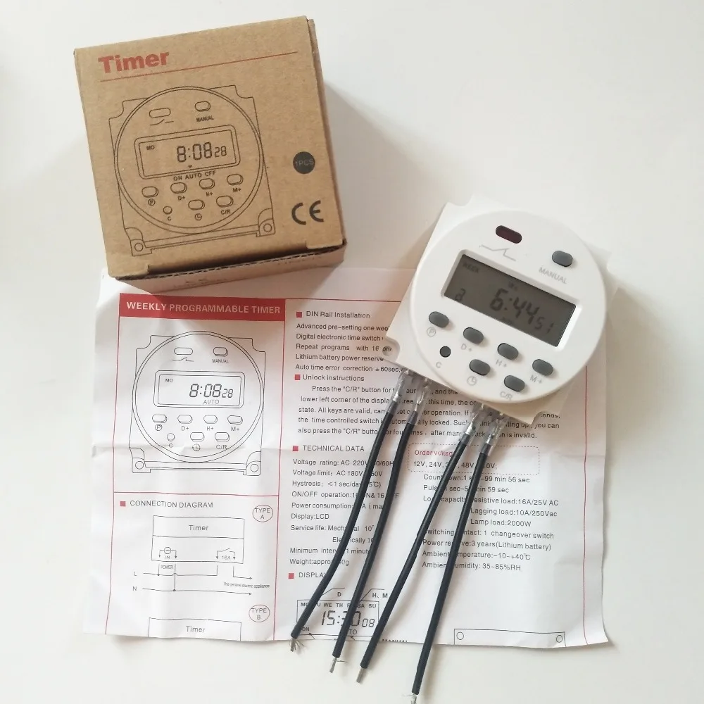 Таймер CN101A с защитой от дождя 4 провода ежедневный/Еженедельный программируемый