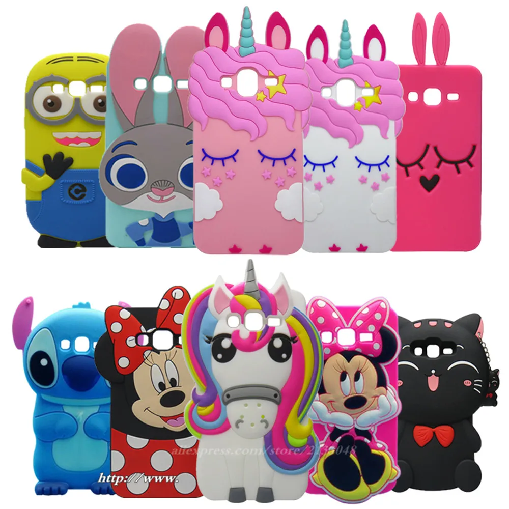 Case For coque Samsung Galaxy J3 Cover for 3D Cartoon white Unicorn Horse 2016 J320 |