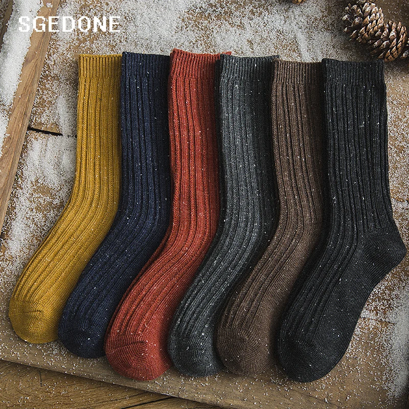 Носки женские зимние SGEDONE теплые до середины икры 1 пара носки со снежинками г.