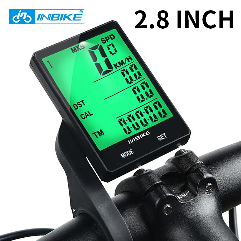 INBIKE, 2,8 дюймов, велосипедный беспроводной компьютер, непромокаемый, многофункциональный, для езды на велосипеде, одометр, велосипедный спидометр, секундомер, подсветка
