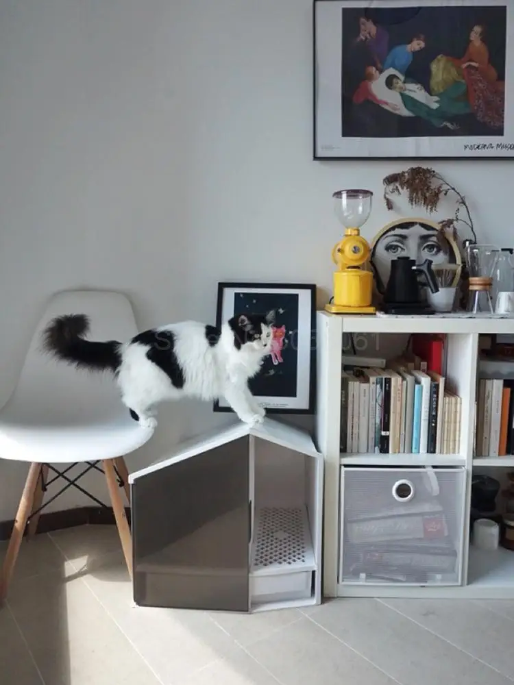 Кошачий песочный горшок с двойным ящиком, анти-всплеск, кошачий песочный горшок, закрытый кошачий навоз, большой, анти-вонь, кошачий Туалет