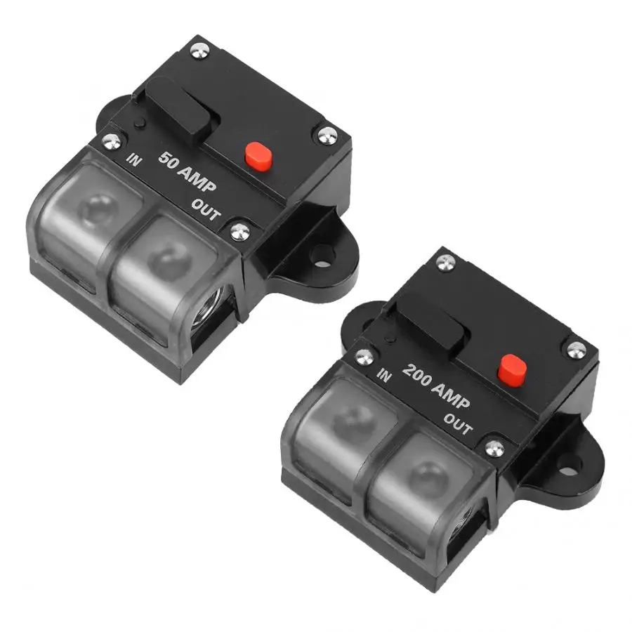 Black shell Gray cover 12-42 VDC 50A/200A Heavy Duty Car Auto-reset Inline Circuit Breaker Self-recovery Fuse For Cars | Автомобили и