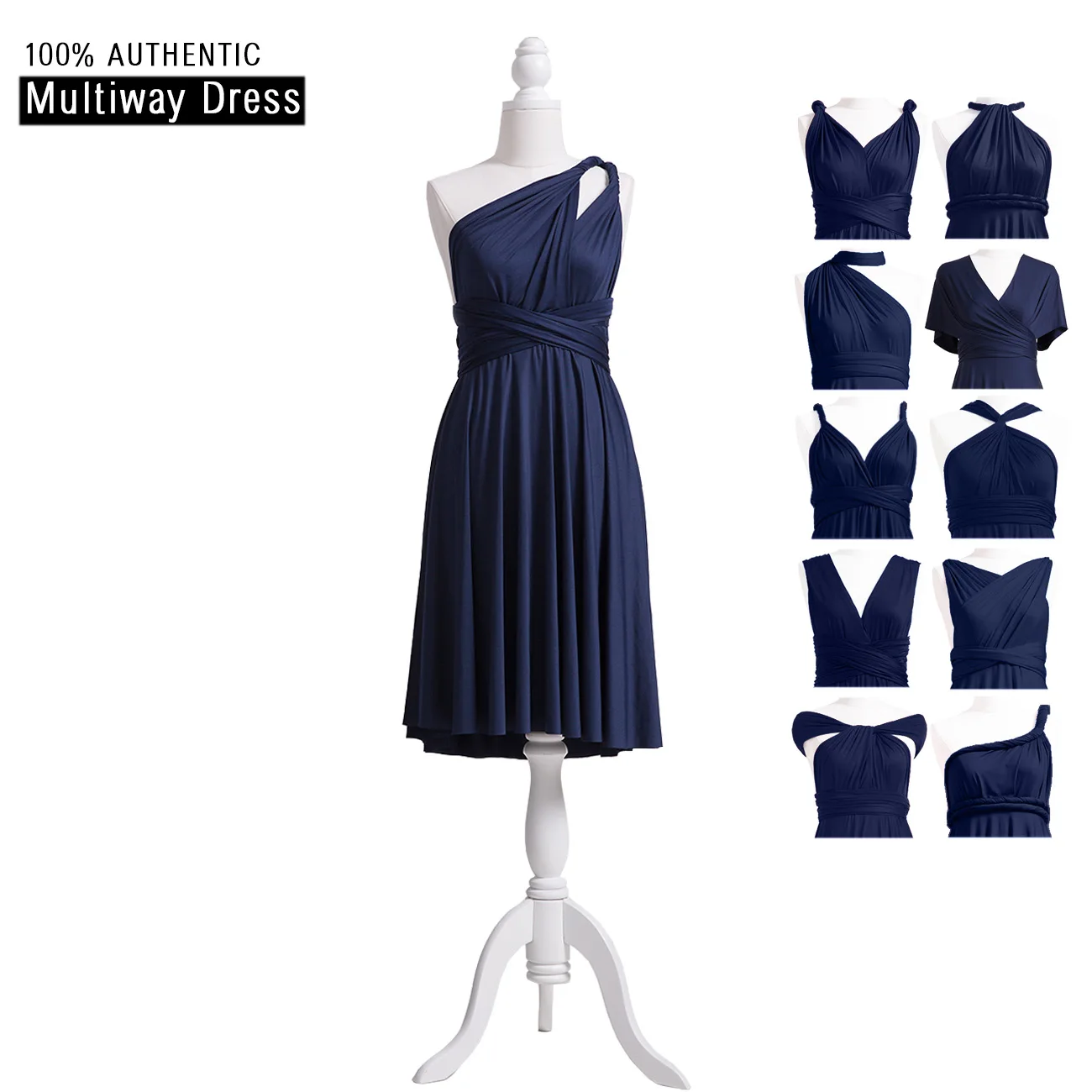 Navy Blue Платье подружки невесты темно-фиолетовое короткое длинное платье многоканальное платье-трансформер с v-образным вырезом - Цвет: Navy Blue