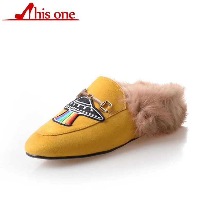 

2020 superstar slingback rabbit fur runway classic outside slipper metal flat with fashion winter slippers warm handmade shoes