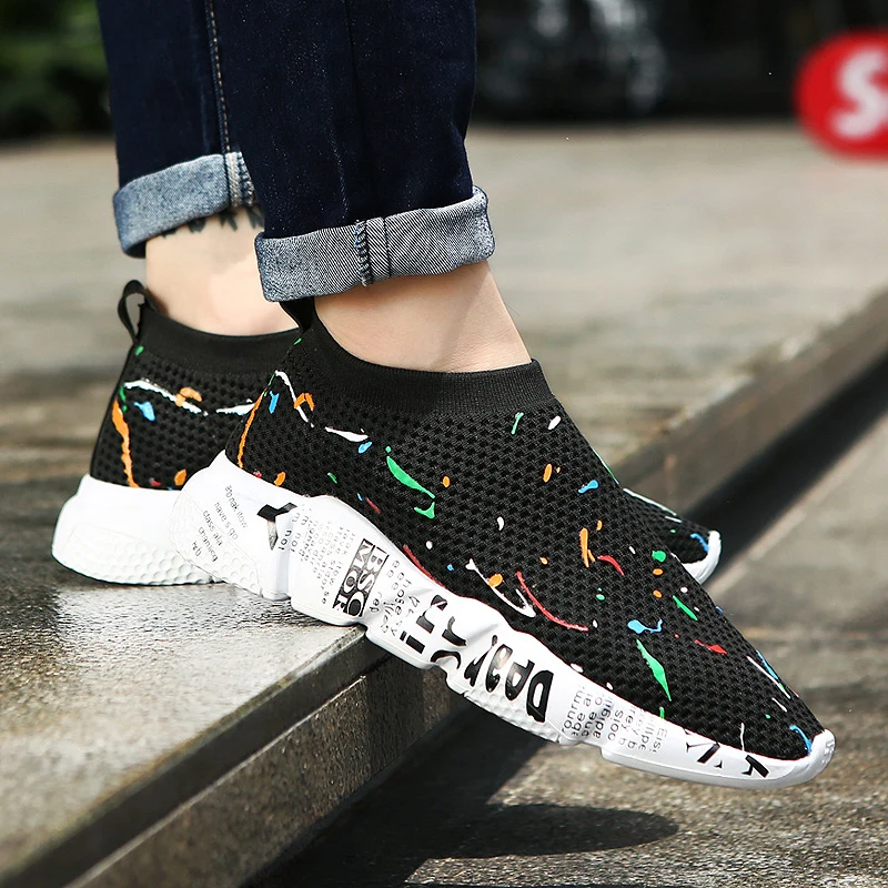 Тканая мужская повседневная обувь дышащие мужские туфли на плоской подошве