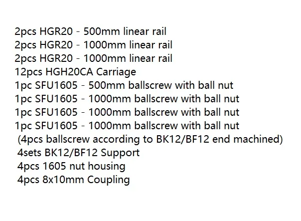 1605500100010001000 HGR20 cnc набор квадратных линейных направляющих 12 шт. HGH20CA+ SFU605/1610 1605 шариковый винт+ BK BF12 корпус муфта для двигателя шпинделя комплект - Цвет: 1605500100010001000
