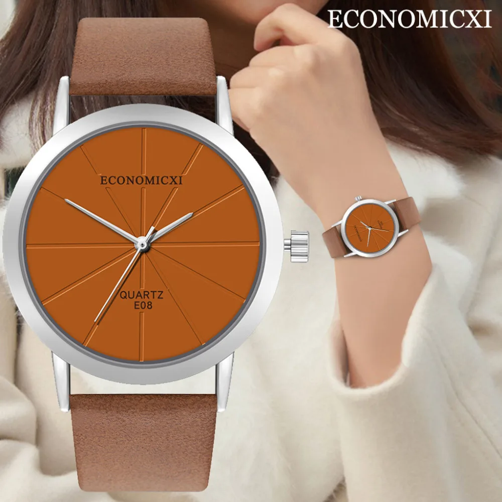 Часы наручные Montre Femme Luxe женские кварцевые с римскими цифрами и кожаным