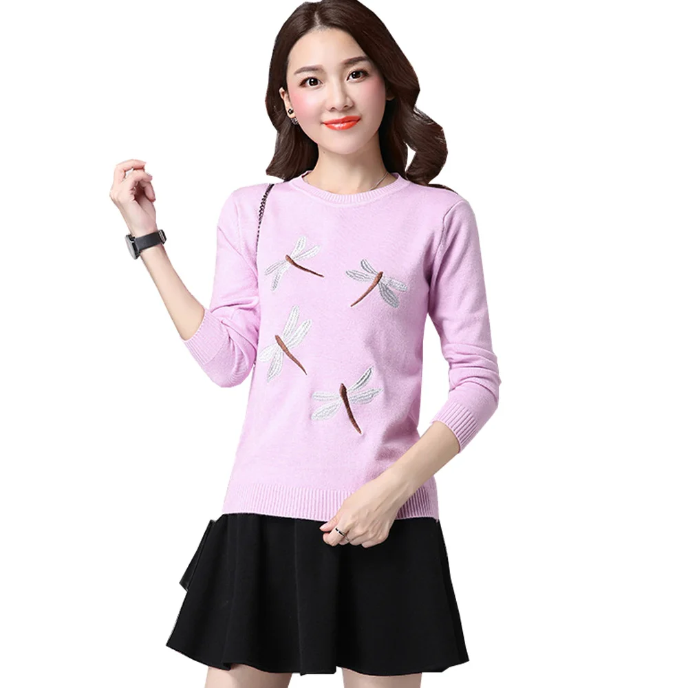 Осенне-зимний свитер Для женщин Мода 2017 г. негабаритных Пуловеры для стрекоза