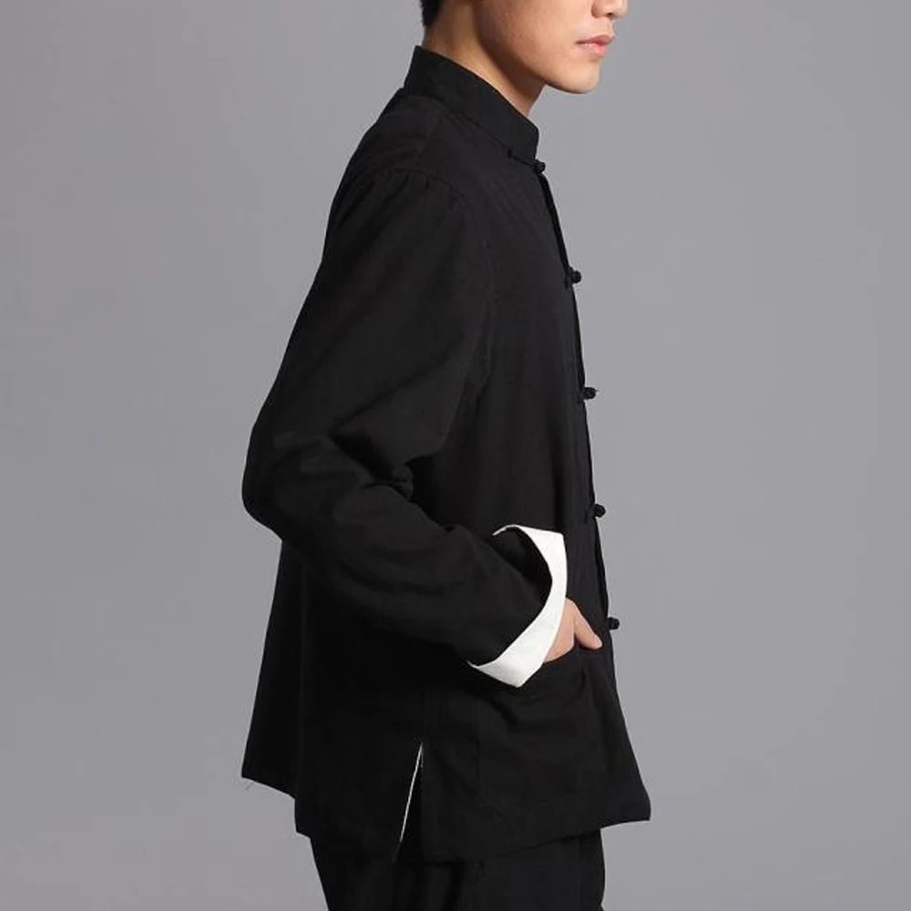 Для мужчин кунг фу куртка китайский Тан костюм одежда боевых искусств Тай Чи