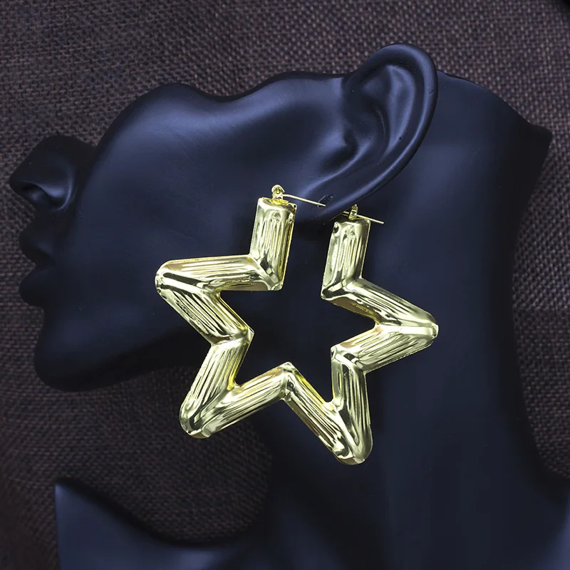 Ограниченная серия сплав хип хоп бамбук серьги кольца для женщин большие