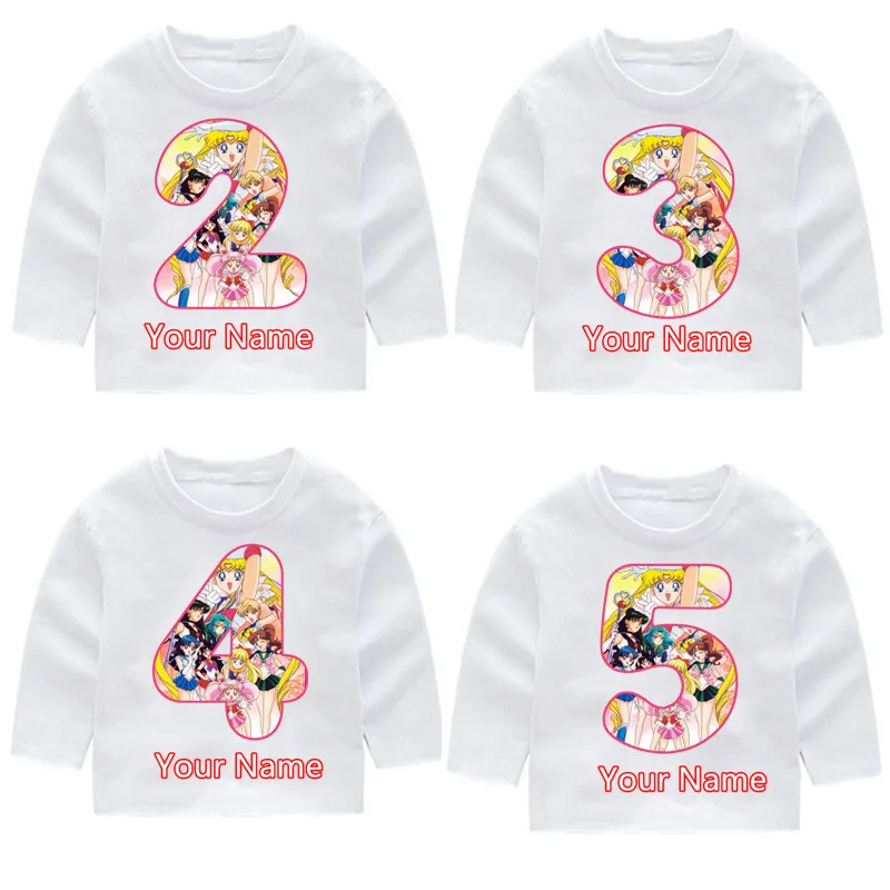 Футболки с длинными рукавами для мальчиков и девочек номером на день рождения