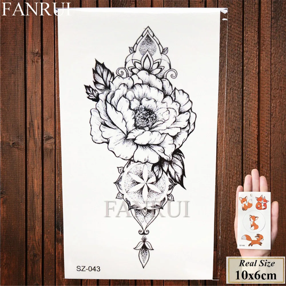 ASZ043 FANRUI, черная точка, линия, эскиз, татуировки, временные, для женщин, тело, рука, геометрические, поддельные, купить, татуировки, наклейки для мужчин, волк, лиса, водостойкие татуировки - Цвет: ASZ043