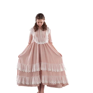 Женская ночная рубашка с кружевом, хлопок, цвета на выбор