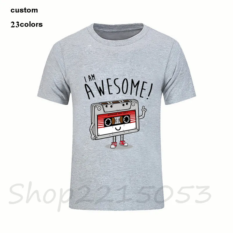 2018 Мода I am awesome cassette tape мужские забавные хлопковые футболки хип хоп Уличная harajuku