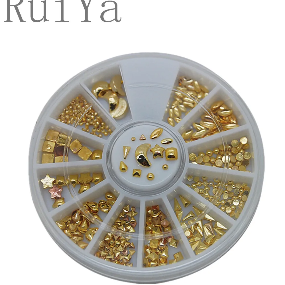 1wheels 3d Nail Art Rhinestones Gold Silver Beads Metallic mini rivet Studs charm nail Jewelry Decorations Tools | Красота и здоровье