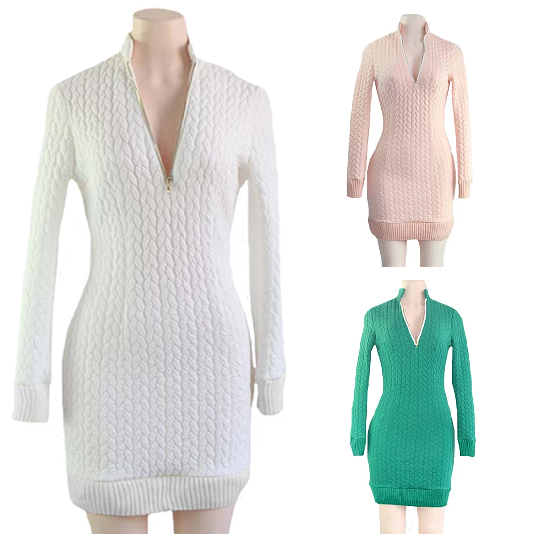 Женское осенне весеннее модное сексуальное однотонное трикотажное платье с v