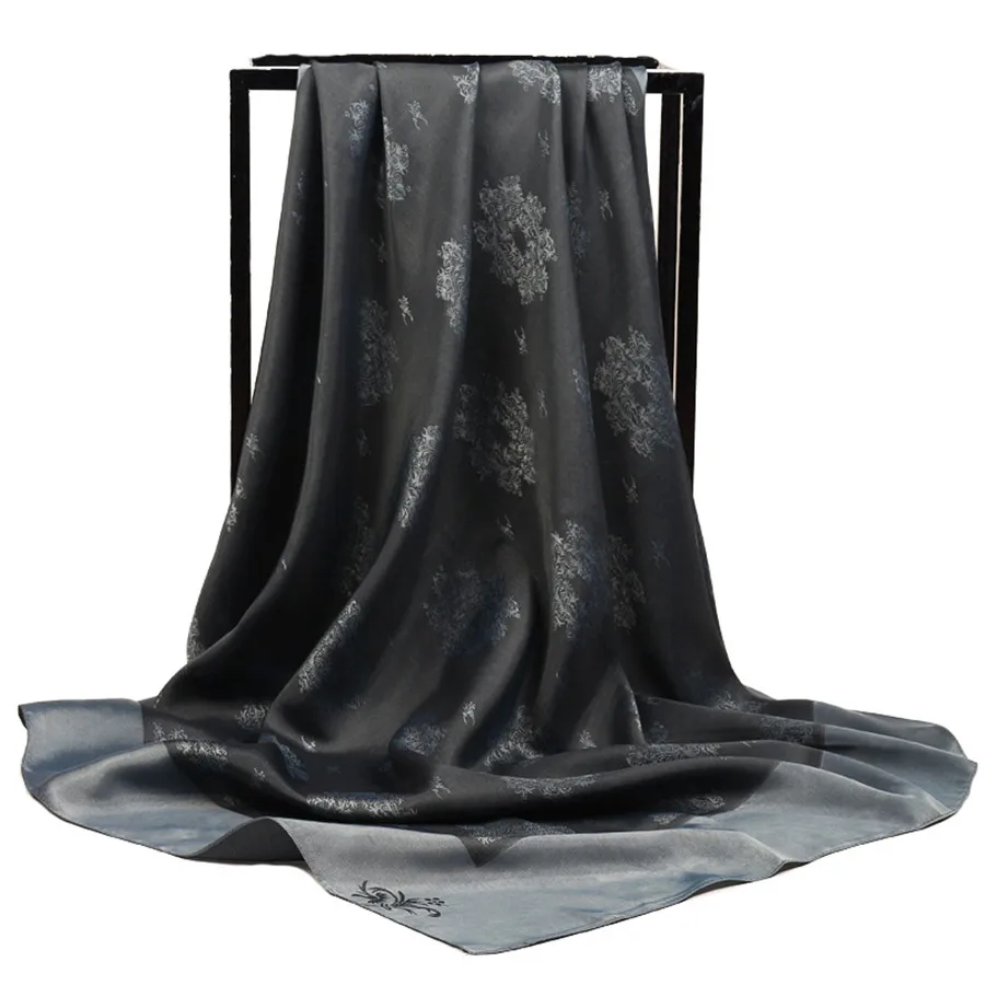 Мусульманский тюрбан для женщин атласный Шелковый однотонный квадратный шарф с