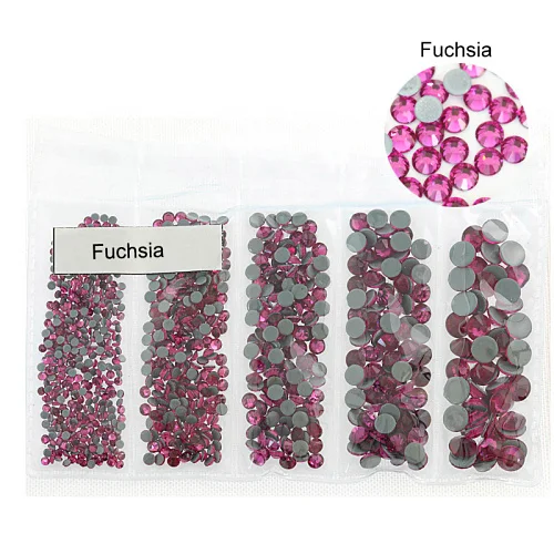 Fuchsia Смешанные размеры стеклянные стразы исправление хрусталя и искусственного алмаза AB железо на стразы Flatback исправление стразы для одежды B3700 - Цвет: Fuchsia