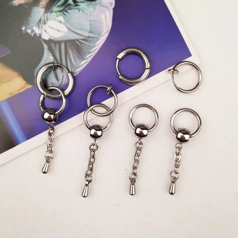 Корейские серьги KPOP одинарные мужские из нержавеющей стали трендовые стильные