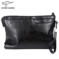 badenroo new male bag soft leather business envelope mens clutch purse high quality handy bag large sizes men wrist wallets sac