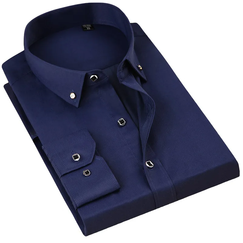 Рубашка мужская с длинными рукавами повседневная сорочка Slim Fit в деловом стиле на