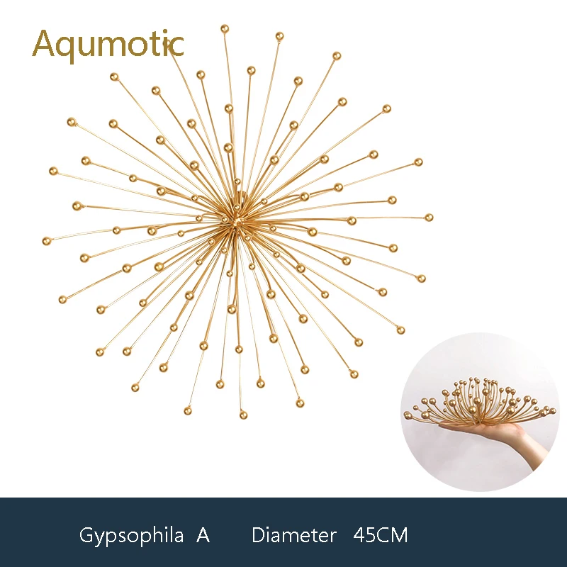 Gypsophila A45CM Aqumotic Железный цветок стенд 3d Искусственные цветы настенный художественный Декор для дома металлический Арт Деко бар фон Золотой для гостиной - Цвет: Gypsophila A45CM