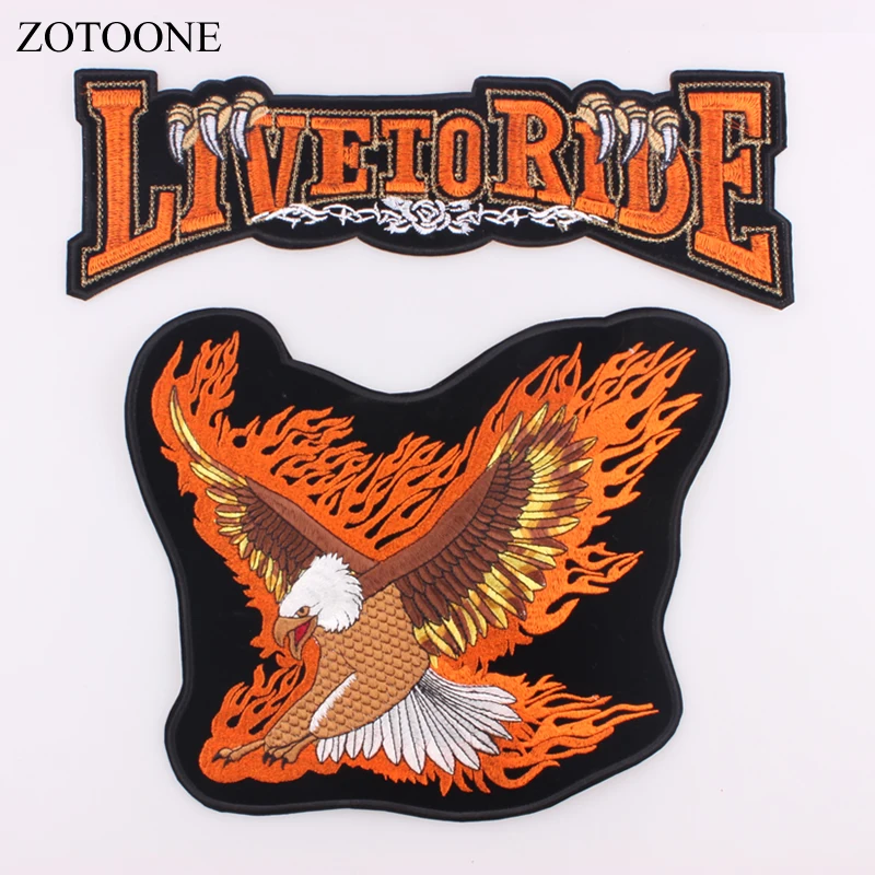 ZOTOONE вышивка утюгом на большой палочке аппликация LIVE TO RIDE нашивка с изображением
