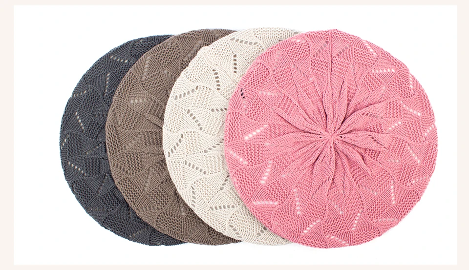 Geebro Женская однотонная вязаная шляпа берет дамы французский художник Beanie берет шапки весенние повседневные тонкие акриловые береты для женщин