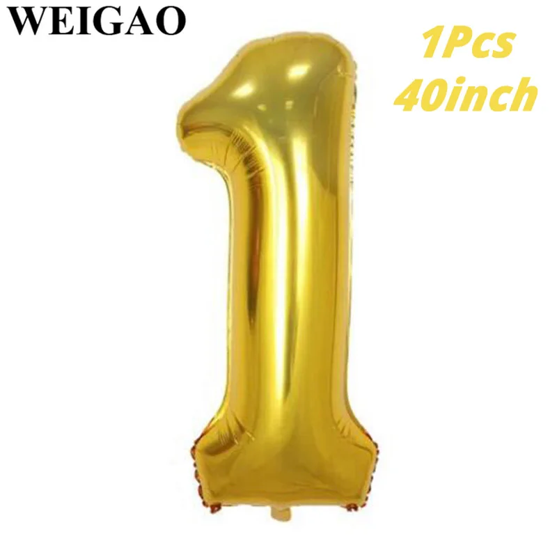 Gold 40inch 1 WEIGAO 40 дюймов номер 1 Воздушные шары розовое золото один год баллон для маленьких мальчиков и девочек первый день рождения первый год День рождения воздушные шары - Цвет: Gold 40inch 1