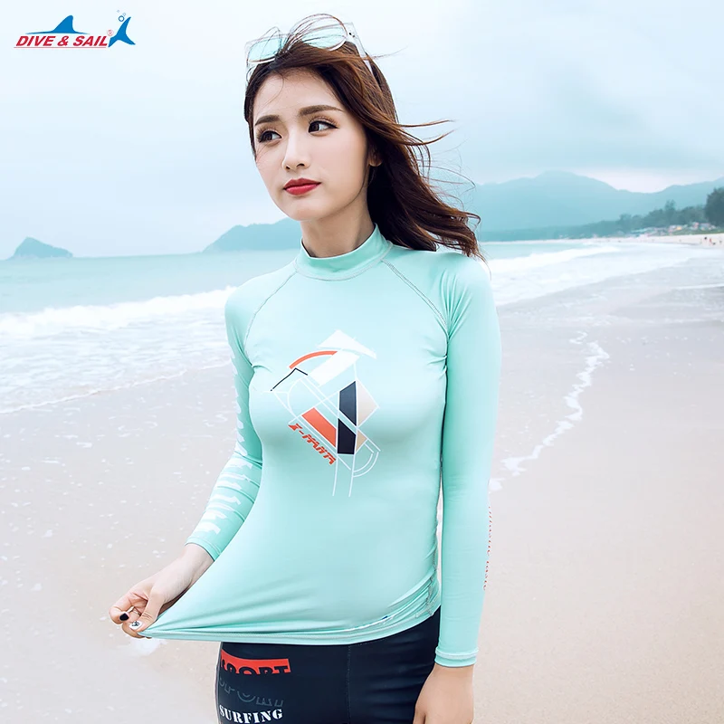 Женская одежда для плавания Rashguard с длинным рукавом UPF 50 + защита от солнца|rash