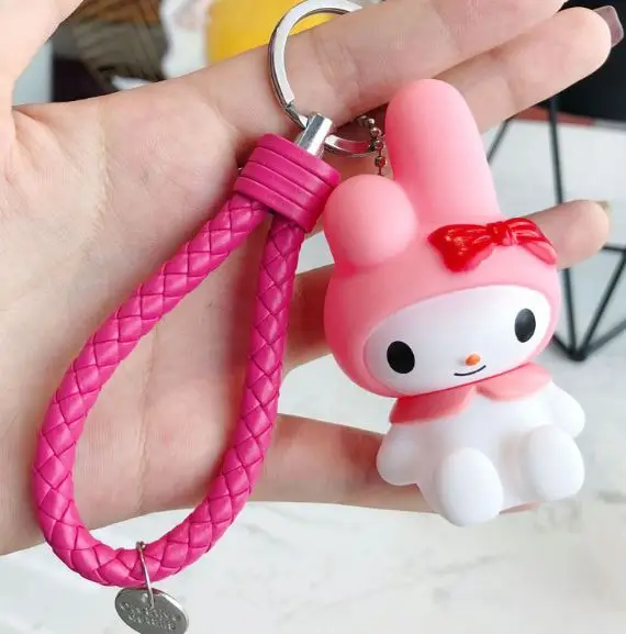 1 шт. креативный My Melody ПВХ брелок для ключей маленькая кукольная сумка для ключей кулоны веревка брелок мини аниме мультфильм девочка игрушка, фигурка куклы