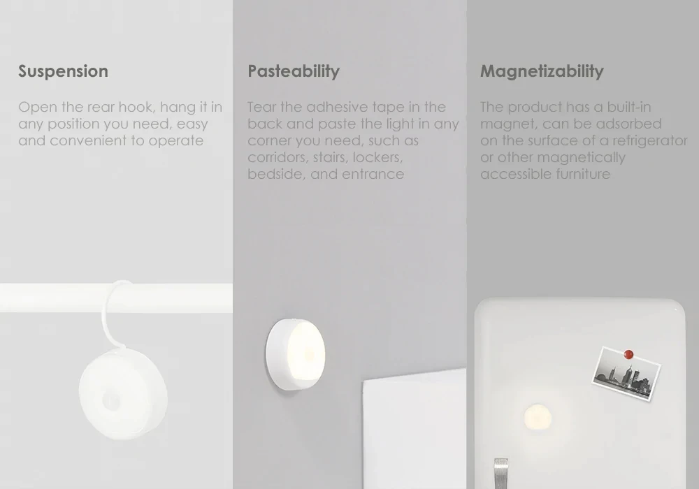 Xiaomi Mijia Yee светильник светодиодный ночной Светильник Инфракрасный магнитный с крючками Дистанционный датчик движения тела для Xiaomi умный дом