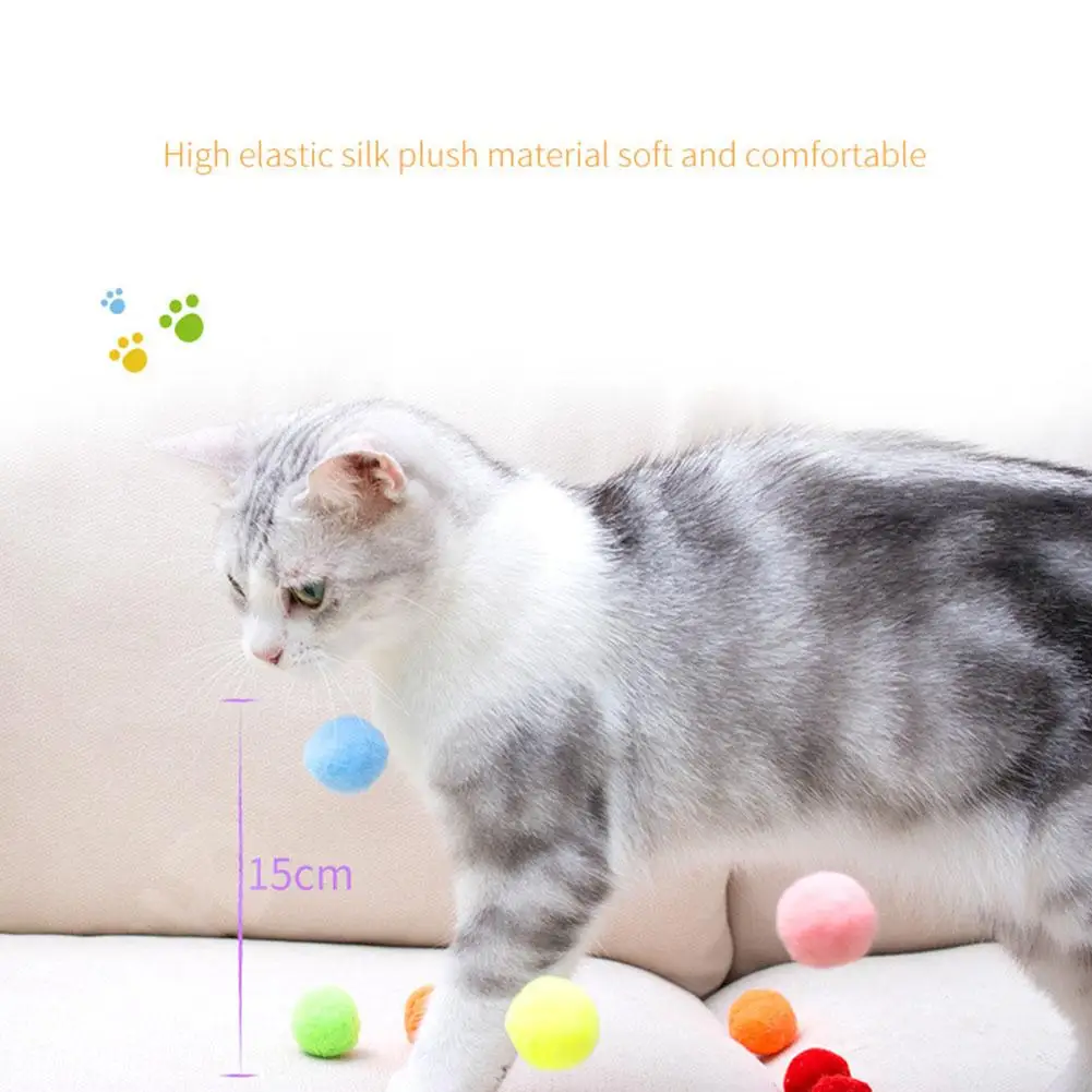 30pcs Funny Cat Ball Toy Kitten Toys Candy Color Interactive Cat Toys Play Scratch Catch Bouncy Ball Scratch-resistant Pet Toys