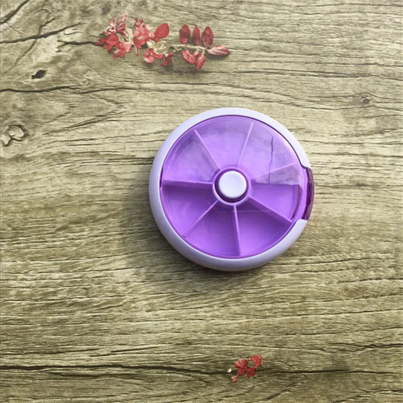 purple Коробка для хранения таблеток медицинский Чехол 7 дней Органайзер круглая форма портативный для путешествий WS99 - Цвет: purple