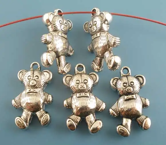 Акриловые шармы для подвески Bear silver color 3 4 см (1 3/8 дюйма) x 20 мм (6/8 шт.|charms and