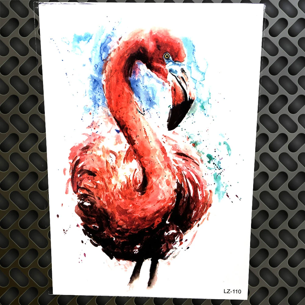 

Creative Watercolor Red Flamingo Birds Temporary Tattoo Stickers Women Men Body Art Flash Fake Tatoo Large Waterproof Tattoo