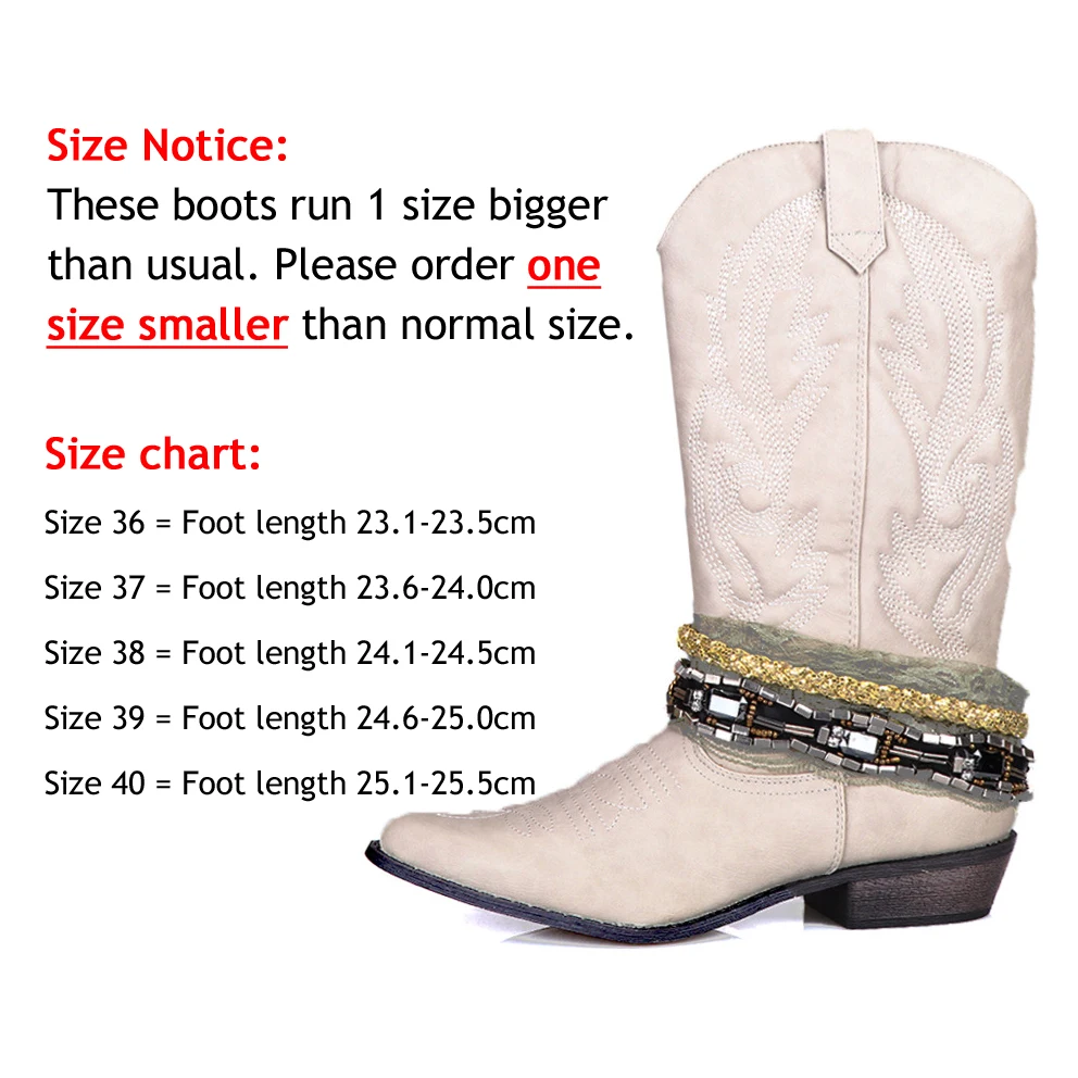 Винтажные ковбойские ботинки в ковбойском стиле для женщин с острым носком